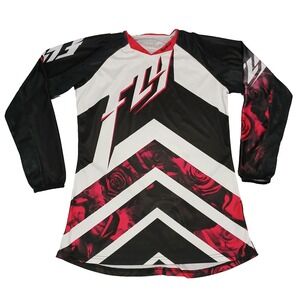 Fly Racing Shirt Mens White Black Racing Motocross Jersey Long‎ Sleeve Size M